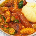 Ogbono, Garri/Eba With Goatmeat